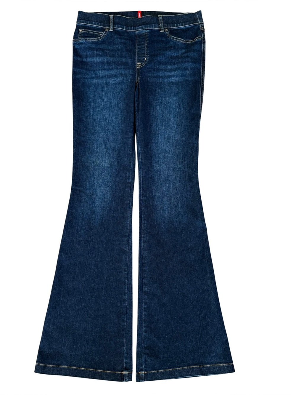Spanx Flare Leg Jeans Denim Pull On Midnight 20327R 34” Inseam Size Large